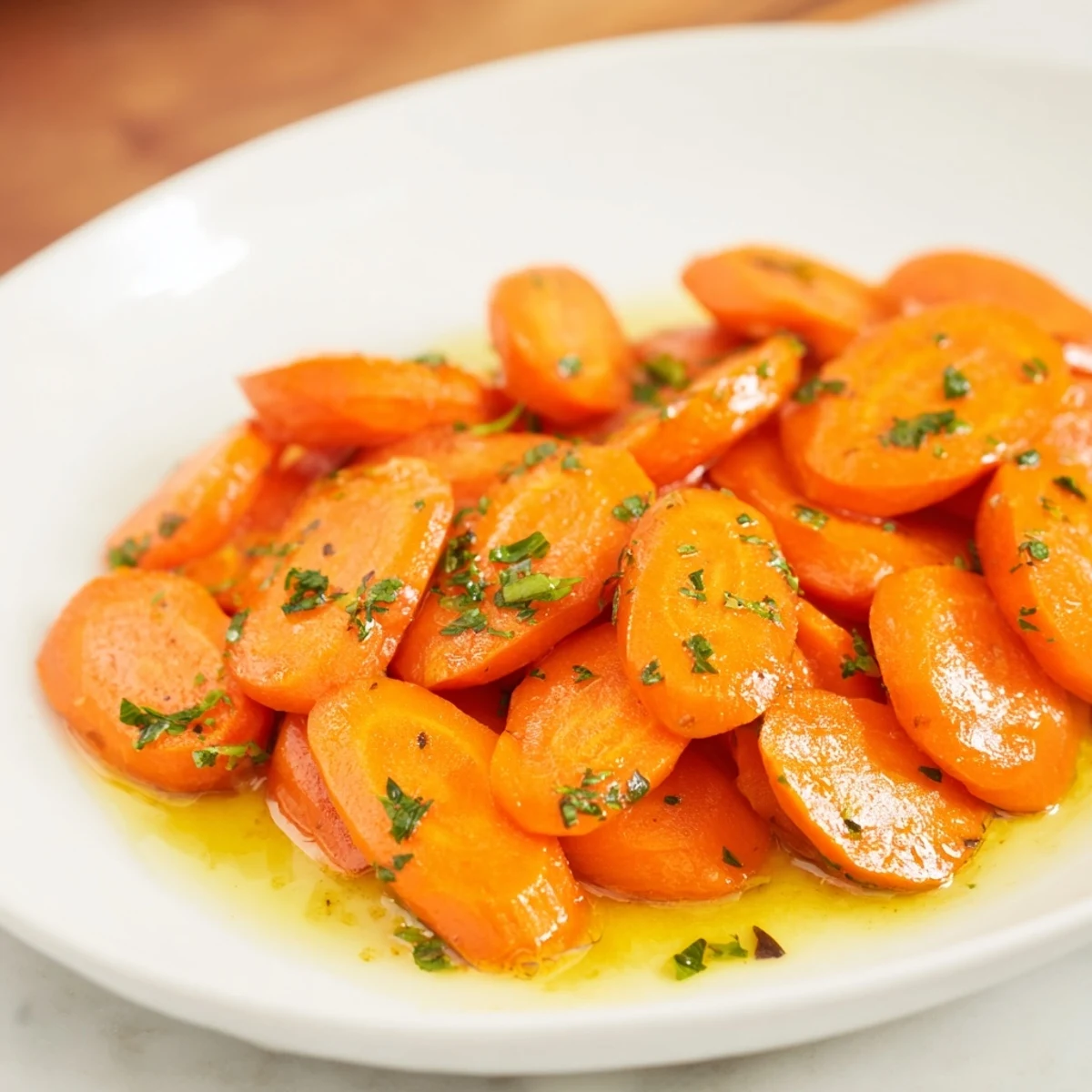These tender Golden Honey-Glazed Carrots show off a glistening honey butter coating, ready to brighten any plate.