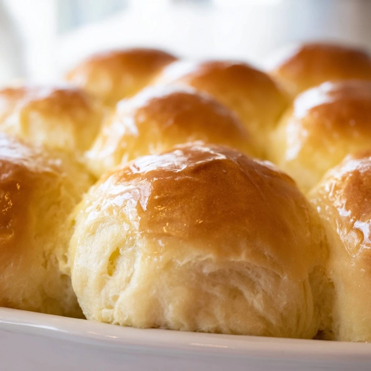 Golden dinner rolls, warm and fluffy, ready to be pulled apart and devoured at the table.