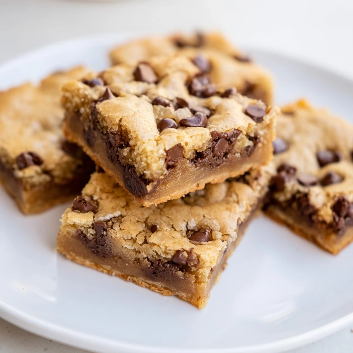 Freshly baked Ultimate Gooey Chocolate Chip Cookie Bars, with melted chocolate and a golden, buttery crust.