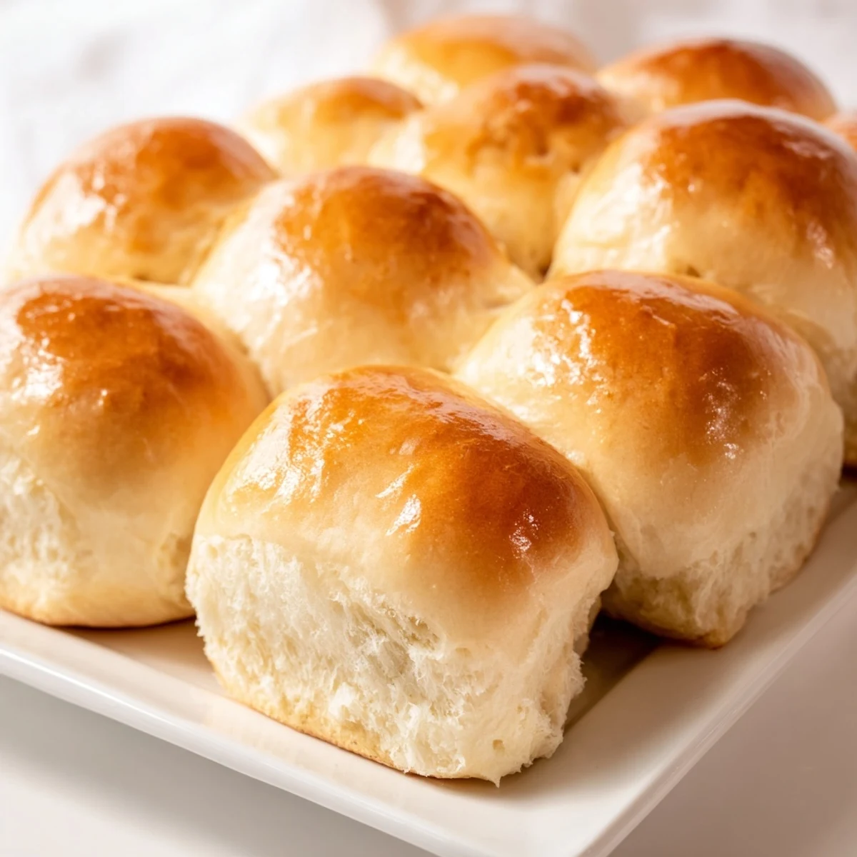 Golden, buttery Quick-Rise Dinner Rolls, fresh from the oven, offering a delightful aroma and texture.