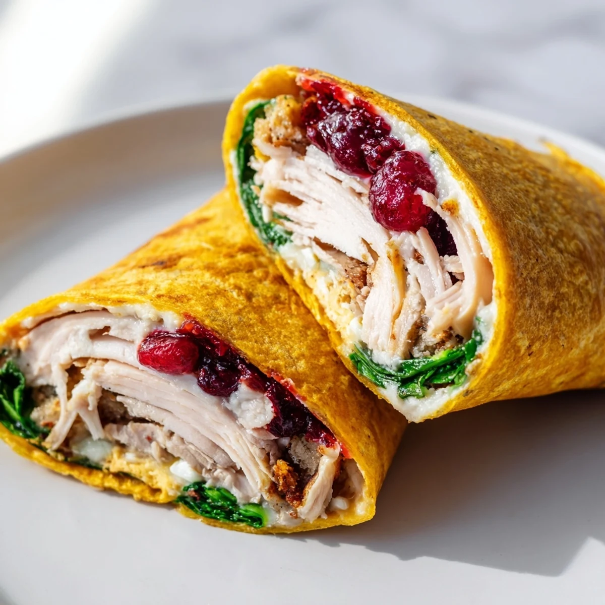 A warm, toasted Moist Maker Chicken Wrap, showcasing juicy chicken and flavorful stuffing inside.