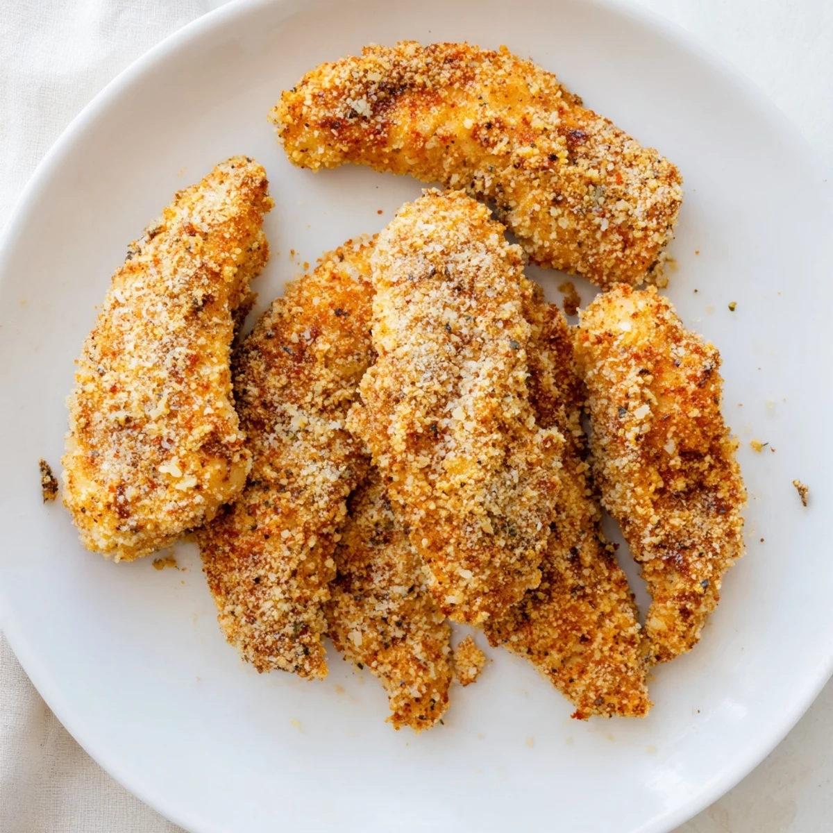 Golden-brown crispy air-fried chicken tenders ready to be dipped and enjoyed for a satisfying meal.