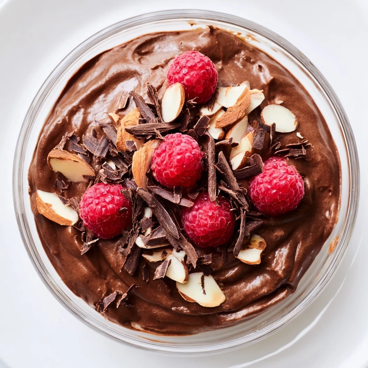 Silky-smooth chocolate avocado mousse, a healthy treat, served in a glass and garnished beautifully.