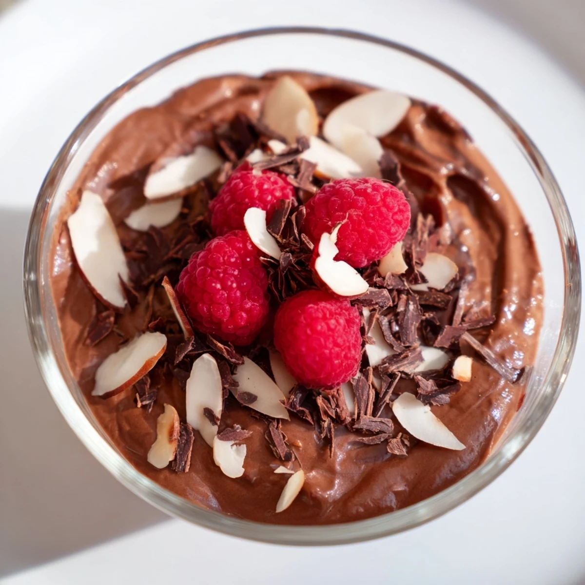 A close-up of rich, dark chocolate avocado mousse, a vegan dessert perfect for any occasion.