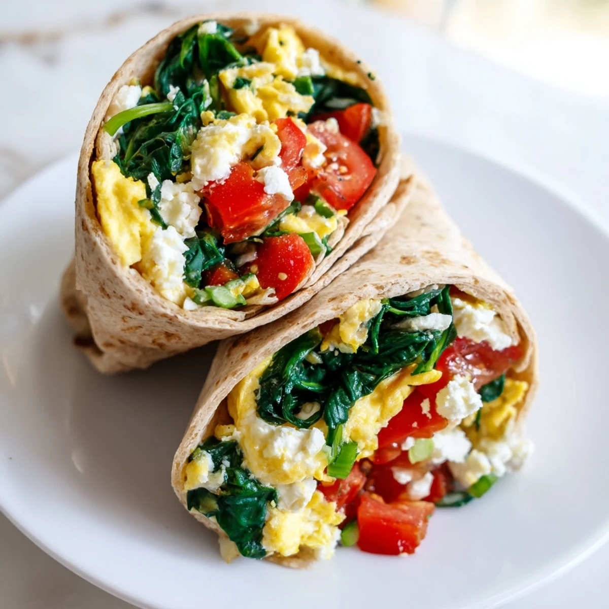 Enjoy a delicious Feta Egg Wrap, packed with creamy feta cheese and vibrant vegetables.
