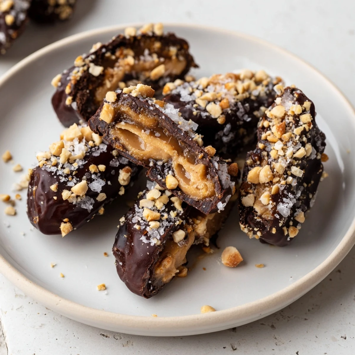 Delectable Date Bark Snickers-Style, layered with rich chocolate, peanuts and peanut butter, a delightful dessert.