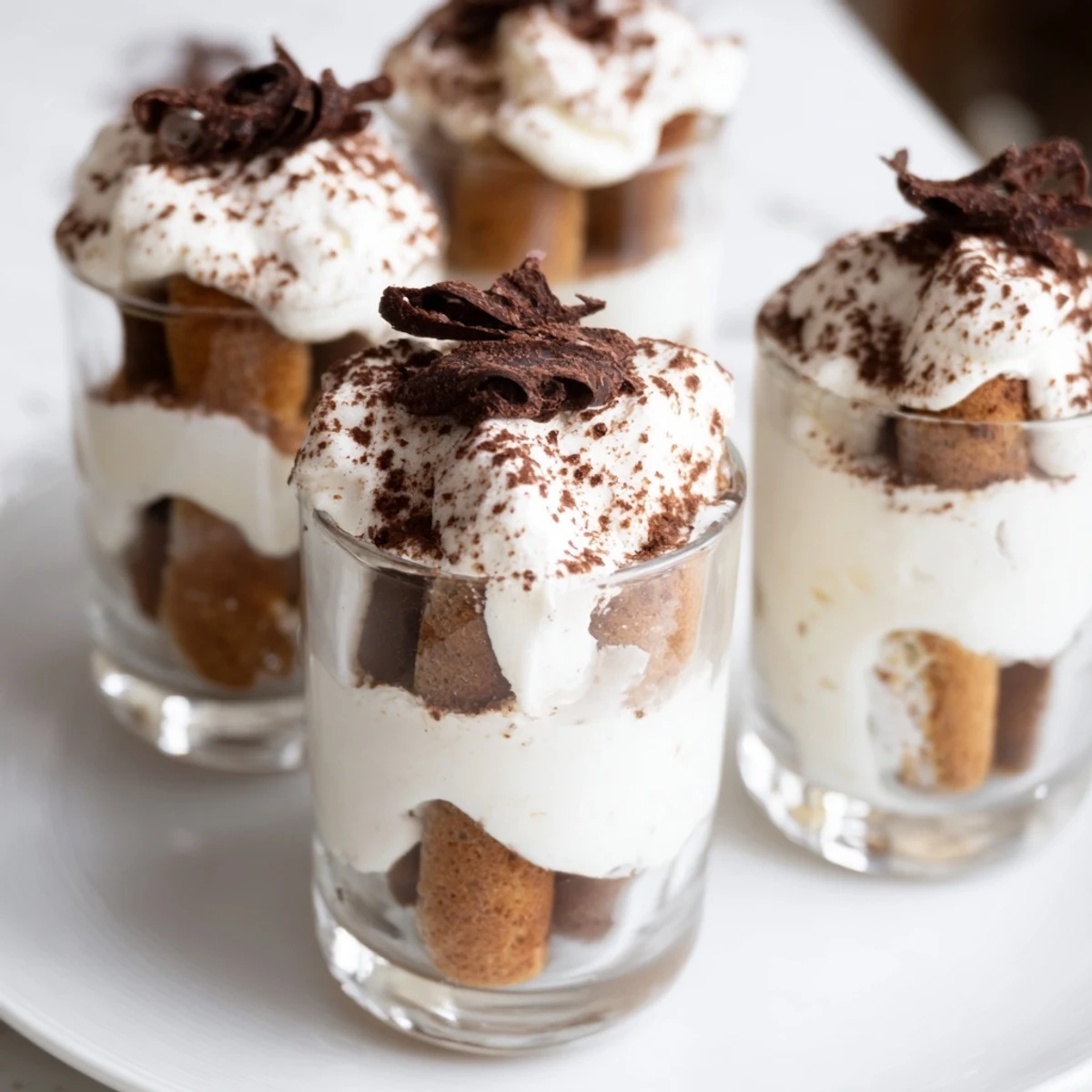 These individual deconstructed tiramisu shots show off the rich flavors in layered shot glasses.