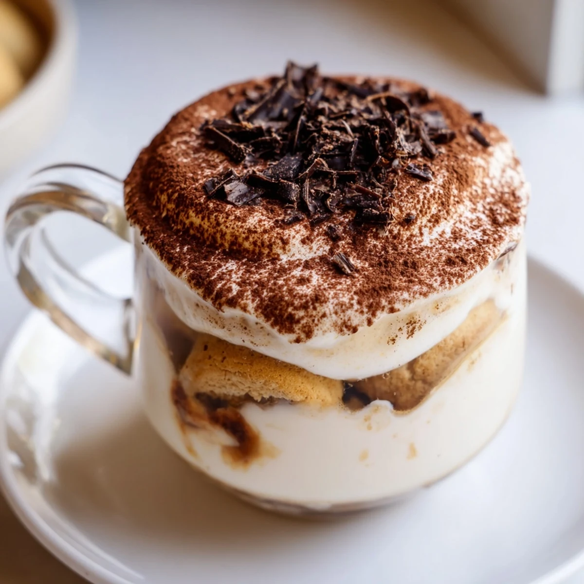 Rich, layered Tiramisu Latte with visible ladyfinger crumbs and a delightful mascarpone topping.