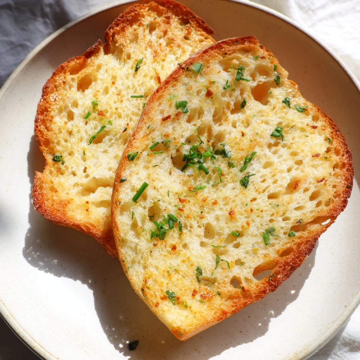 A close-up of Cloud Bread Savory Toast showing a tender, airy interior and crispy golden edges with melted Parmesan bits.