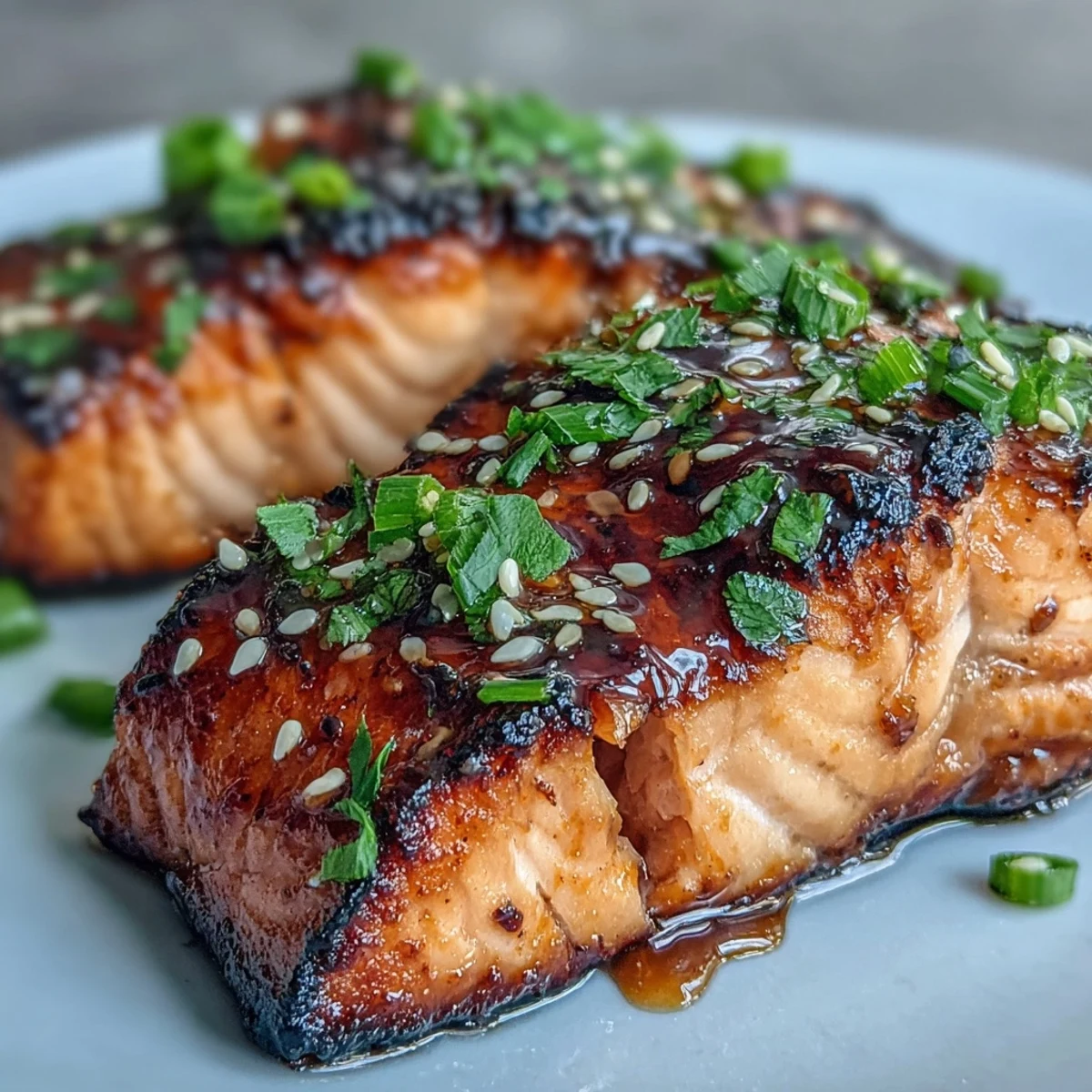 Delicious miso salmon on sautéed spinach, featuring caramelized edges and a bed of greens ready for a nutritious meal.