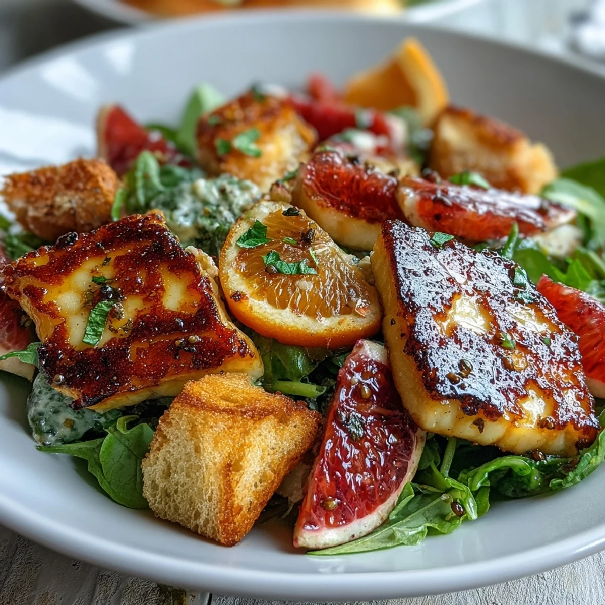 Halloumi Blood Orange Fattoush salad with golden halloumi and vibrant citrus slices.