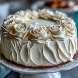 Delicate vanilla sponge cake with silky buttercream, white roses, and cross topper for First Communion celebration