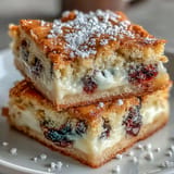 Golden baked White Chocolate Lemon Blueberry Blondies, perfectly dense with berry pockets.