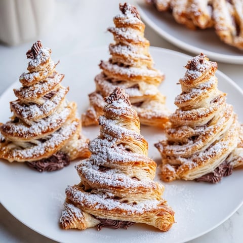 Golden-baked Nutella Pastry Christmas Trees, perfect for holiday gatherings and satisfying sweet cravings.