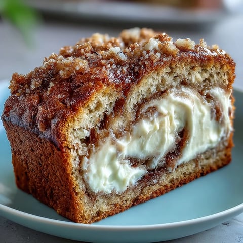 Freshly baked Cream Cheese Cinnamon Swirl Banana Bread cooling on a wire rack with a slice cut out.