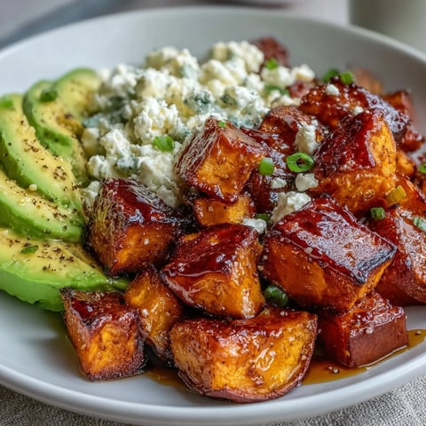 Golden roasted sweet potato cubes, creamy avocado slices, and cottage cheese fill this vibrant Hot Honey Sweet Potato Bowl. A drizzle of spicy-sweet hot honey adds glossy shine to the nourishing vegetarian main dish.