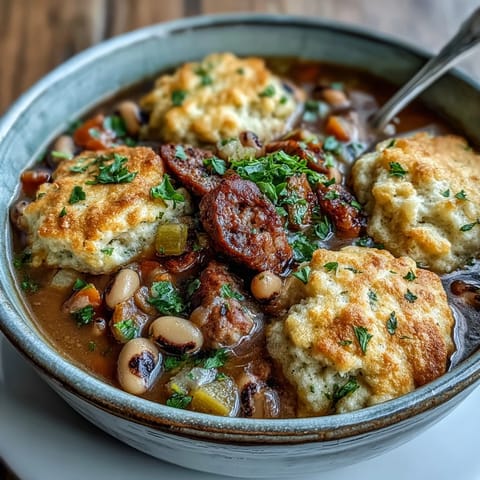 Black-Eyed Peas and Sausage Dumplings