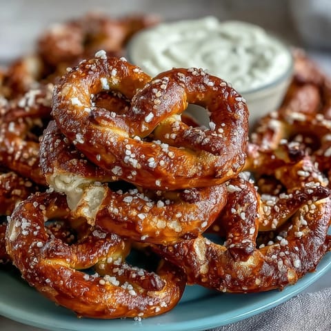 Game Day Baseball Snack Board with Pretzels and Dips featuring soft pretzels, savory dips, and classic game day snacks for a festive spread.