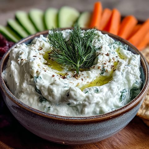 Tangy Greek Skyr Tzatziki, brightened with garlic and lemon, perfect for dipping.