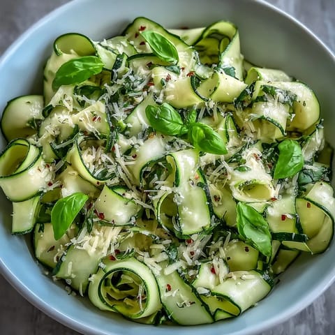 Shaved Zucchini Ribbon Salad with Lemon and Parmesan: vibrant green ribbons tossed with zest.