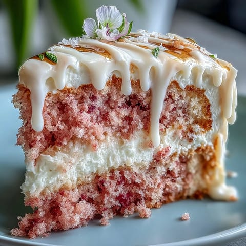 Elegant Rosé Velvet Cake featuring delicate pink layers and shimmering gold drips.
