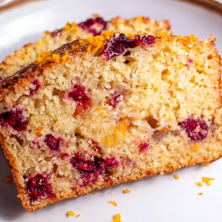 Freshly baked, flavorful Seasonal Cranberry and Orange Bread, offering a bright, citrusy aroma, perfect with coffee.