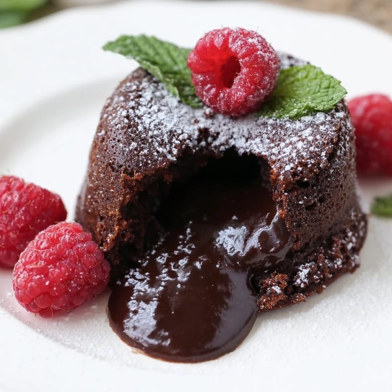 Rich, dark, mini chocolate lava cakes, perfect for a romantic dessert or celebratory treat.