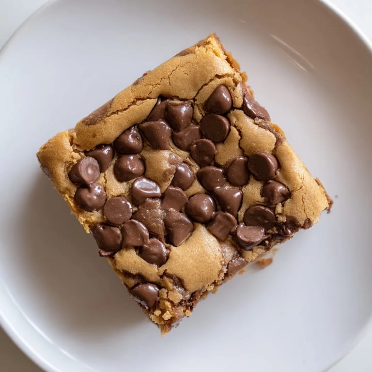 A close-up of the Ultimate Gooey Chocolate Chip Cookie Bars, ready to be cut and served.