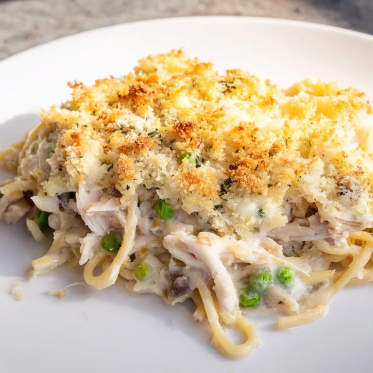 Creamy Turkey Tetrazzini features tender chicken or turkey, pasta, and a delightful cheese crust.