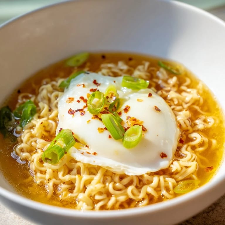 Delicious, easy homemade upgraded instant ramen, ready to enjoy with a pat of butter, scallions, and egg.