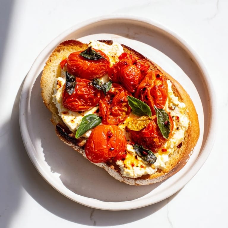 Crisp baked feta toast finished with oregano and basil for a Mediterranean snack or light meal.