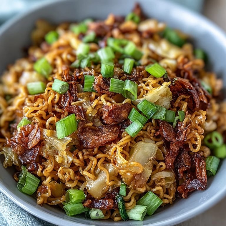 Steaming Fried Cabbage Ramen with julienned carrots and a spicy kick, served in a ceramic bowl.