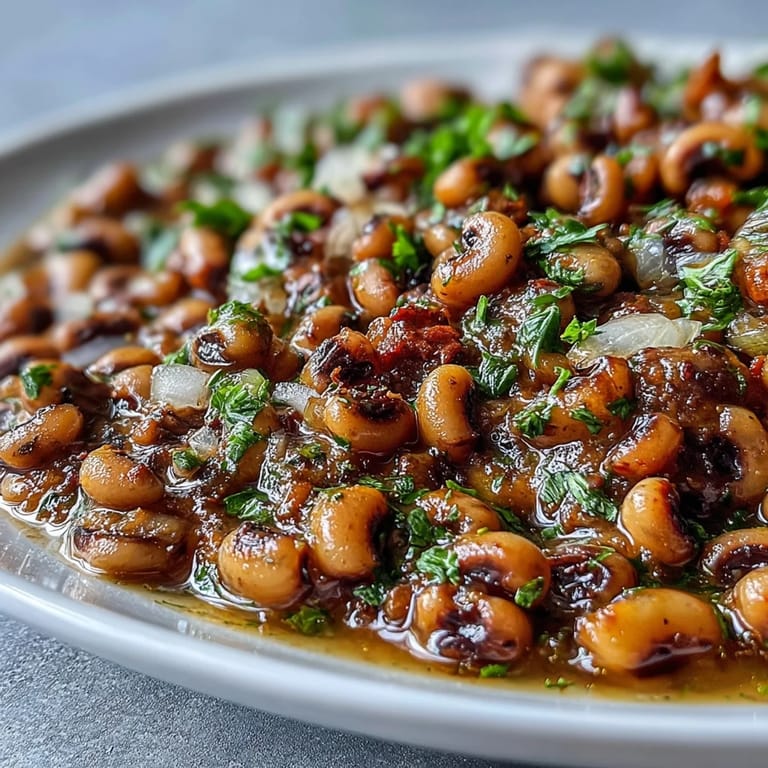 Comforting frozen black-eyed peas quick version simmered in savory broth with tomatoes and herbs, perfect over steamed rice.