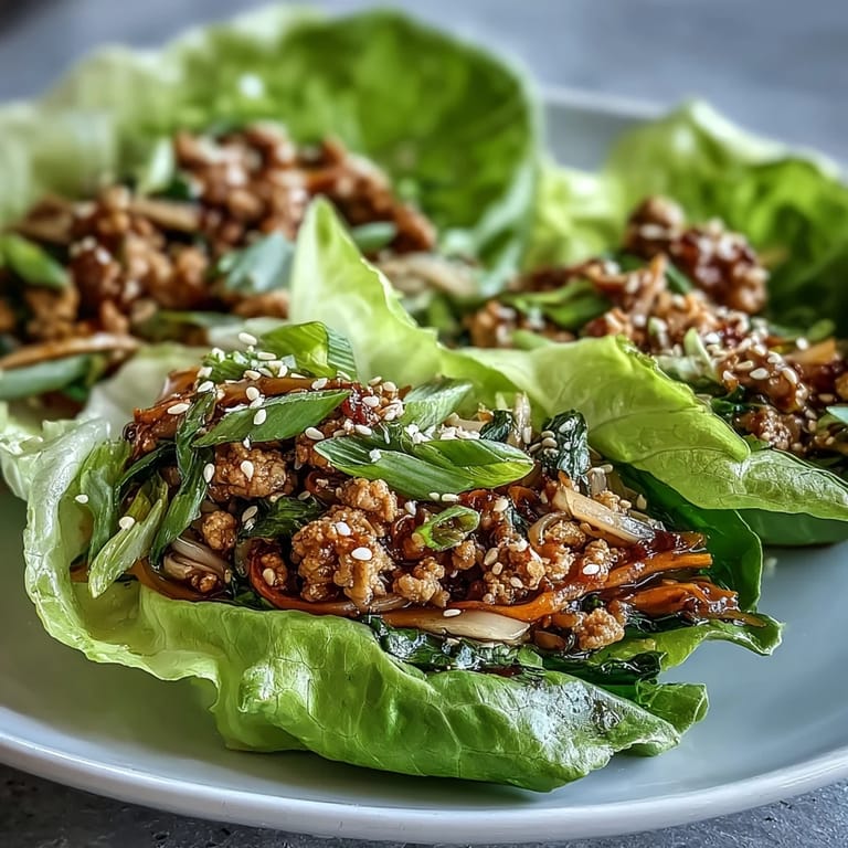 Spoonful of saucy Potsticker Noodle Lettuce Cups featuring tender turkey, noodles, and crunchy carrots, ready to serve for a light low-carb dinner.