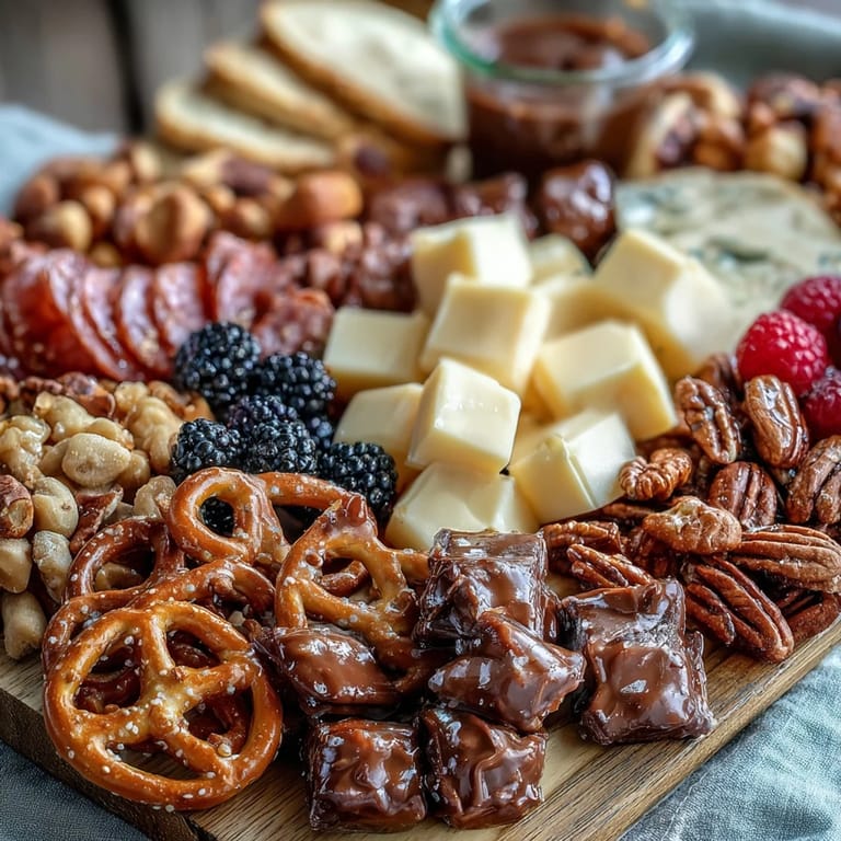 Festive snack board featuring a colorful array of sweet and savory bites, ideal for grad parties and family gatherings.