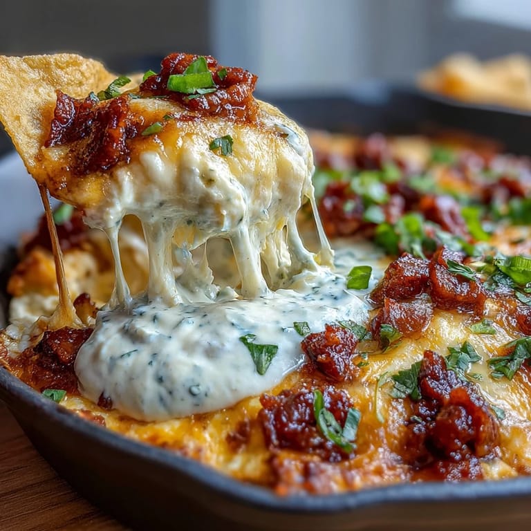 Festive Cinco de Mayo Loaded Queso Dip features savory chorizo, jalapeños, and cilantro atop a rich, bubbling cheese sauce—ideal for parties.