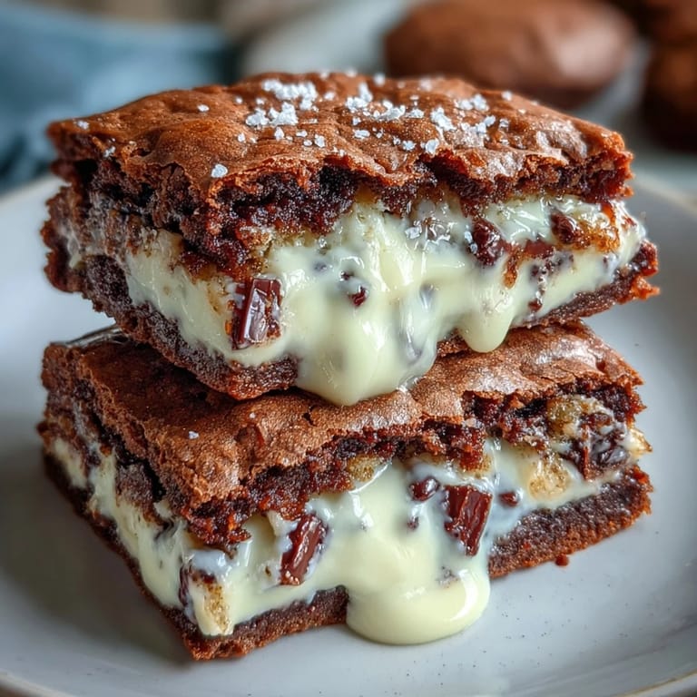 Decadent brownie cookies stuffed with cream cheese, baked to soft perfection and topped with chocolate chips.