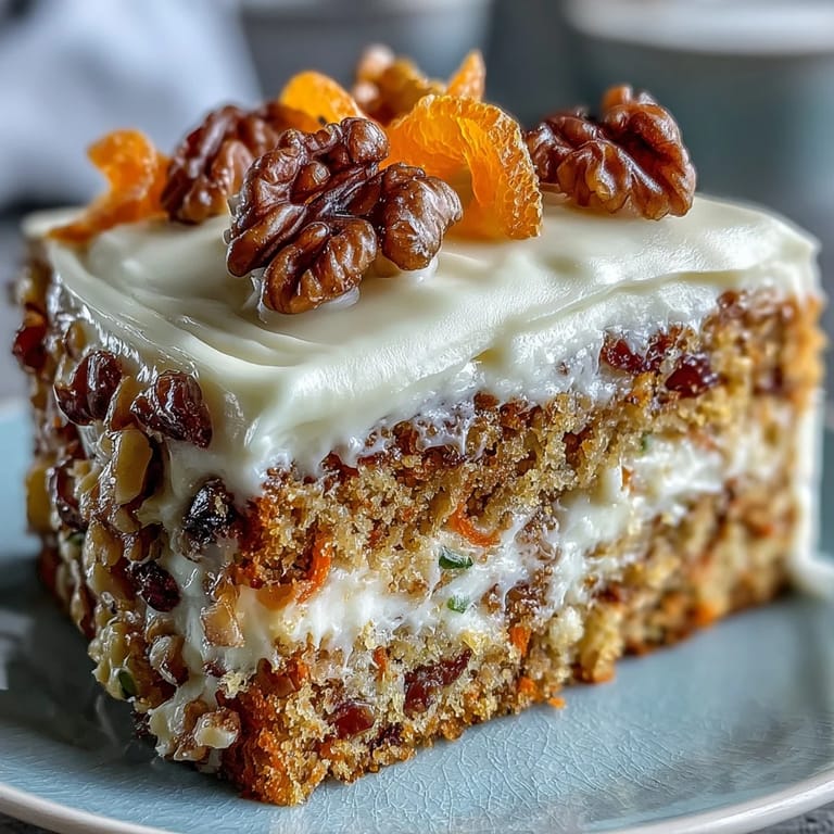 Festive Easter carrot cake, showcasing rich frosting and sweet, twisted candied carrot details.