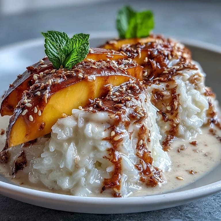 Close-up of Mango Sticky Rice Cups, a delightful individual dessert with coconut and mango.