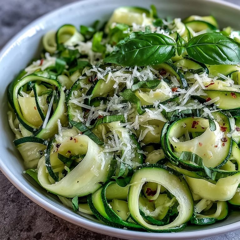 Fresh Shaved Zucchini Ribbon Salad with Lemon and Parmesan, a bright side dish.