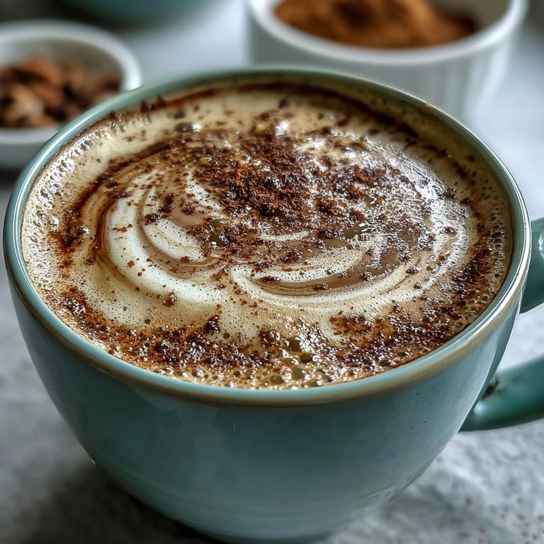 Wholesome adaptogen latte featuring ashwagandha and reishi, gently spiced.