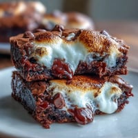 Gooey smores brownie cookies topped with toasted marshmallows and graham cracker crumbs.  